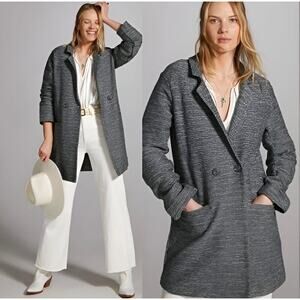 Sanctuary Knit Longline Double-Breasted Blazer Heathered Gray Size Small